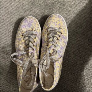 Superga X LoveShackFancy Purple and Yellow Sneakers with Clear Laces